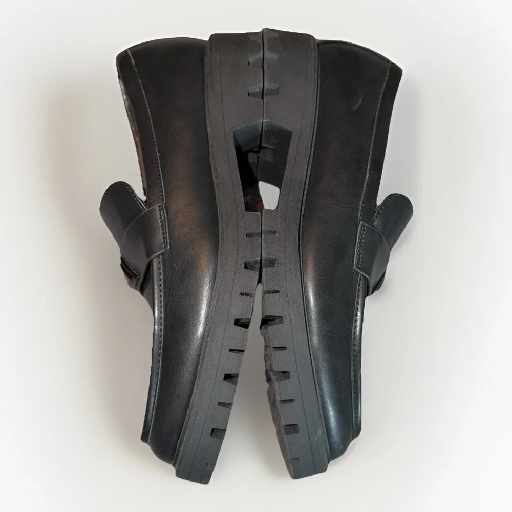 ALDO‎ Woman's Black Lug Sole Loafers Size 10M Logo